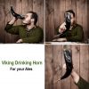 Medieval Viking Drinking Horn Genuine Ox Horn with Engraved Vegvisir