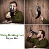 Medieval Viking Drinking Horn Genuine Ox Horn with Engraved Vegvisir