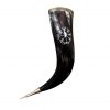 Medieval Viking Drinking Horn Genuine Ox Horn with Engraved Vegvisir