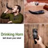 Troll Cross Viking Drinking Horn with Pure Brass Fittings Handcrafted Genuine Ox Horn