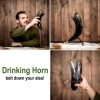 Viking Drinking Horn with Engraved Yggdrasil Design Handcrafted Genuine Ox Horn
