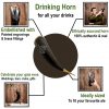 Viking Drinking Horn with Engraved Yggdrasil Design Handcrafted Genuine Ox Horn