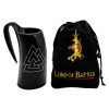 Viking Drinking Horn Tankard with Hand – Carved Viking Valknut Design