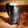 Viking Drinking Horn Tankard with Hand – Carved Viking Valknut Design