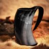Viking Drinking Horn Tankard with Hand – Carved Viking Valknut Design