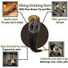 Algiz Protection Rune Drinking Horn With Brass Decoration Genuine Ox Horn