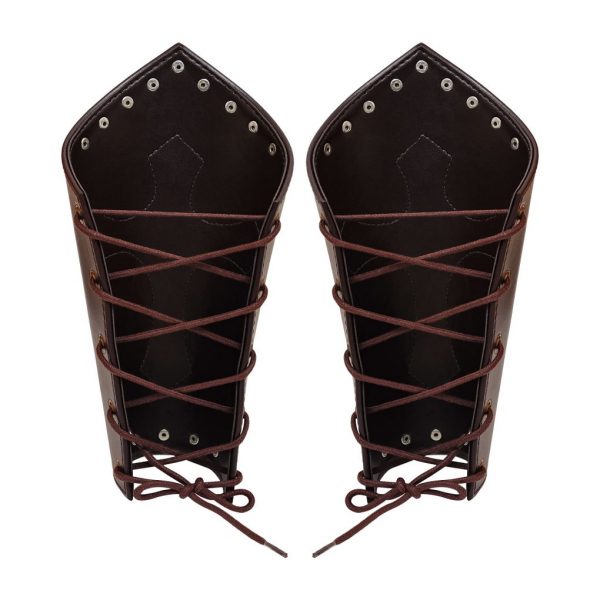 Leather Medieval Fantasy Bracers with The Holy Cross Symbol