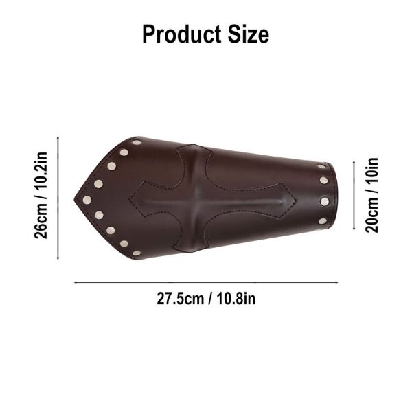 Leather Medieval Fantasy Bracers with The Holy Cross Symbol
