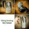 Medieval Viking Mjolnir Horn Tankard Beer Mug Handcrafted Genuine Ox Horn