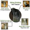 Medieval Viking Mjolnir Horn Tankard Beer Mug Handcrafted Genuine Ox Horn