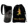 Medieval Viking Horn Tankard with Dire Wolf Motif Beer Mug Handcrafted Genuine Ox Horn