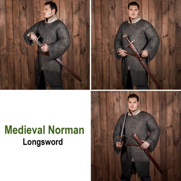 Medieval Type XI Oakeshott Typology Sword with Leather Scabbard