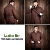 Medieval Leather Belt with Lustrous Steel Ring Buckle