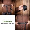 Medieval Leather Belt with Lustrous Steel Ring Buckle
