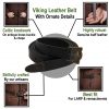 Medieval Genuine Leather Belt Viking Knot Work on Antiqued Brass Fittings