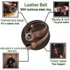 Leather Belt with Lustrous Steel Ring Genuine Leather Sword Hanging Belt