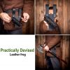 Black Genuine Leather Frog with Steel Ring