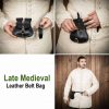 Late Medieval leather Pouch Paired with Leather Belt