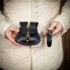 Late Medieval leather Pouch Paired with Leather Belt