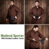 Medieval Sporran with Braided Tassels Handcrafted Genuine Leather