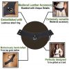 Medieval Black Genuine Leather Accessory with Steel Ring