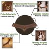 Medieval Black Genuine Leather Accessory with Steel Ring