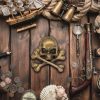 Antiqued Brass Skull Leather Mount for Cosplay or LARP Functional Accessory