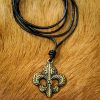 Fleur-de-Lis Pendant With Adjustable Leather Cord Antiqued Brass Accessory