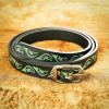 Embossed Green Medieval Handcrafted Leather Belt with Brass Buckle