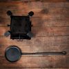 Cooking Pan with Long Handle Hand Forged Iron Camping Accessory