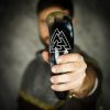 Medieval Viking Drinking Horn with Engraved Valknut Genuine Ox Horn
