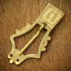 Solid Brass Lyre Shaped Late Medieval Buckle c 1360 - 1420
