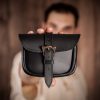 Handmade Leather Belt Bag with Antique Brass Celtic Buckle