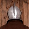 Renaissance Closed Helmet with Integrated Bevor Movable Visor 16 gauge