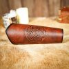 Genuine Leather Bracers with Embossed Celtic Spiral Design