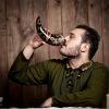 Drinking Horn with Charred Specks Handcrafted Genuine Ox Horn