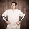 Genuine Leather Bracers With Splinted Metal Plates Arms Armor