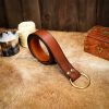 Handcrafted Fantasy Leather Belt with Pure Brass Ring Buckle