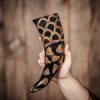 Medieval Viking Drinking Horn with Burnt Design Handcrafted Genuine Ox Horn