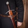 Leather Belt with Lustrous Steel Ring Genuine Leather Sword Hanging Belt