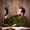 Drinking Horn with Engraved Vine Design Handcrafted from Genuine Ox Horn