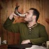 Medieval Viking Drinking Horn with Engraved Designs Handcrafted Genuine Ox Horn