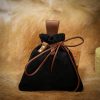 Medieval Drawstring Belt Pouch Crafted from Genuine Suede Leather