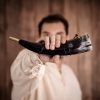 Blowing Horn / pibole / Hunting Call Genuine Ox Horn with Brass Mouthpiece
