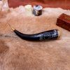 Troll Cross Viking Drinking Horn with Pure Brass Fittings Handcrafted Genuine Ox Horn