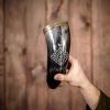 Viking Drinking Horn with Engraved Yggdrasil Design Handcrafted Genuine Ox Horn