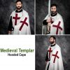 Medieval Templar Hooded Cape Handcrafted Canvas Cotton Knightly Clothing