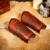 Genuine Leather Bracers with Embossed Celtic Spiral Design