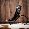 Medieval Viking Drinking Horn Genuine Ox Horn with Engraved Vegvisir
