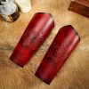 Genuine Leather Bracers with Embossed Fantasy Dragon Design
